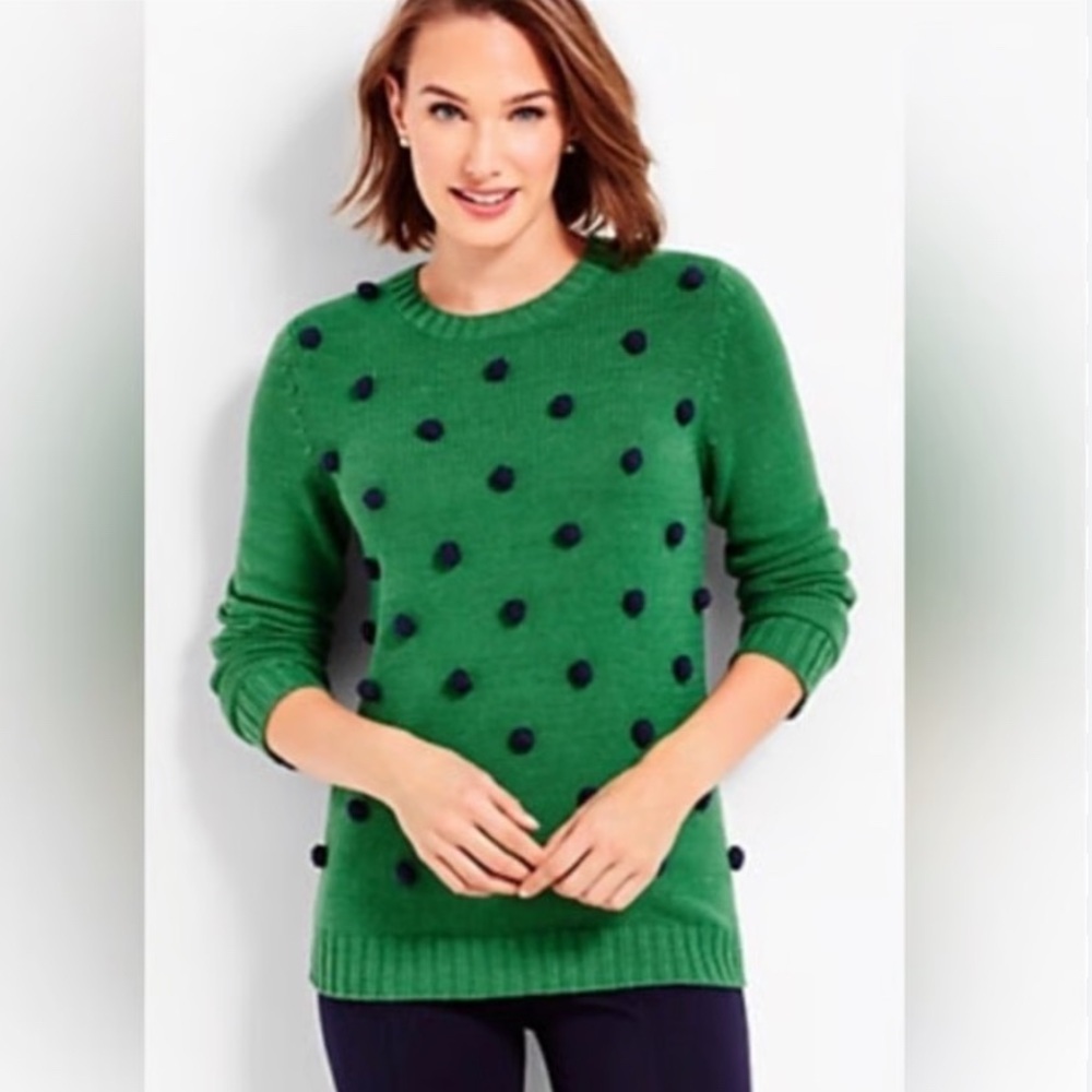 Talbots Pom Pom Knit Sweater Womens M Feminine Preppy Kidcore Cottagecore NWT